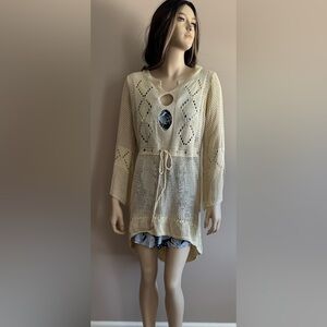 Beige Crochet Knit Cover-Up
